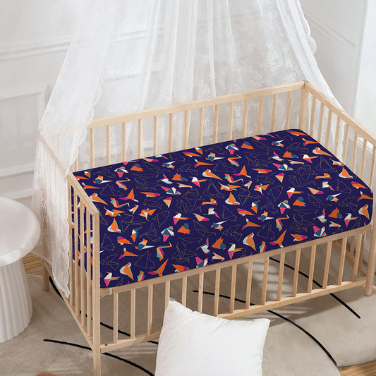 Colorful Origami Bird Pattern Print Baby Crib Sheet