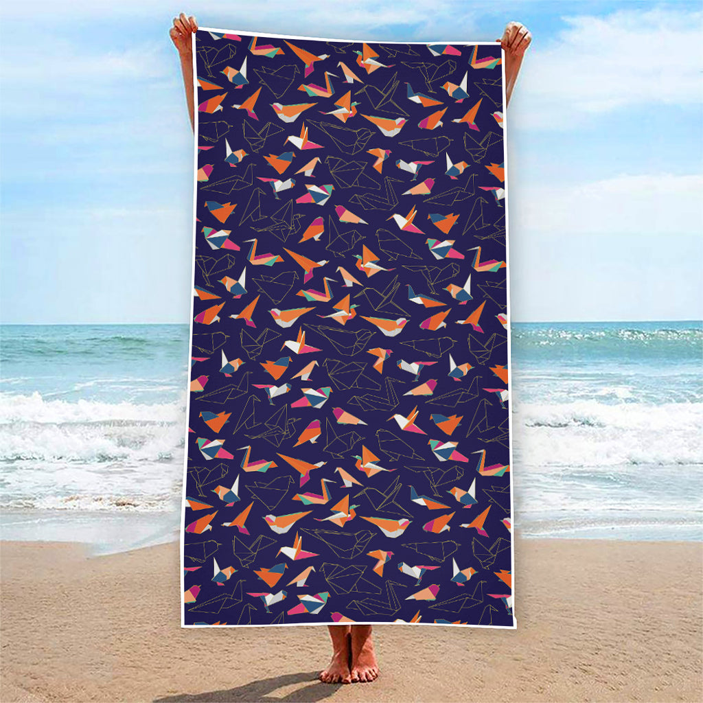 Colorful Origami Bird Pattern Print Beach Towel
