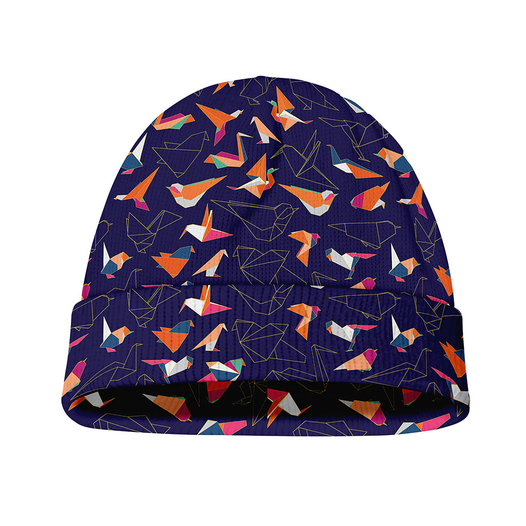 Colorful Origami Bird Pattern Print Beanie