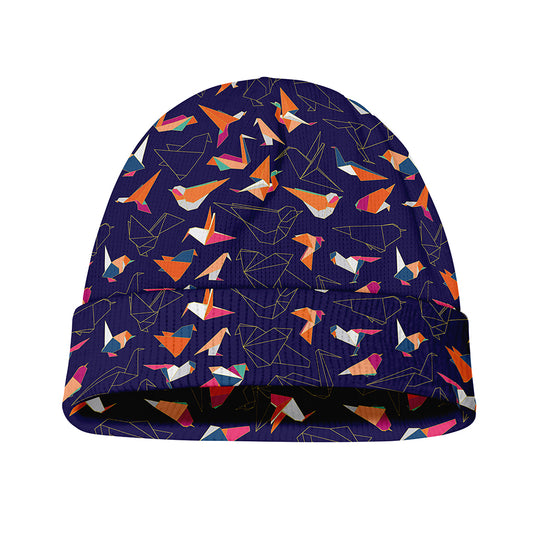 Colorful Origami Bird Pattern Print Beanie