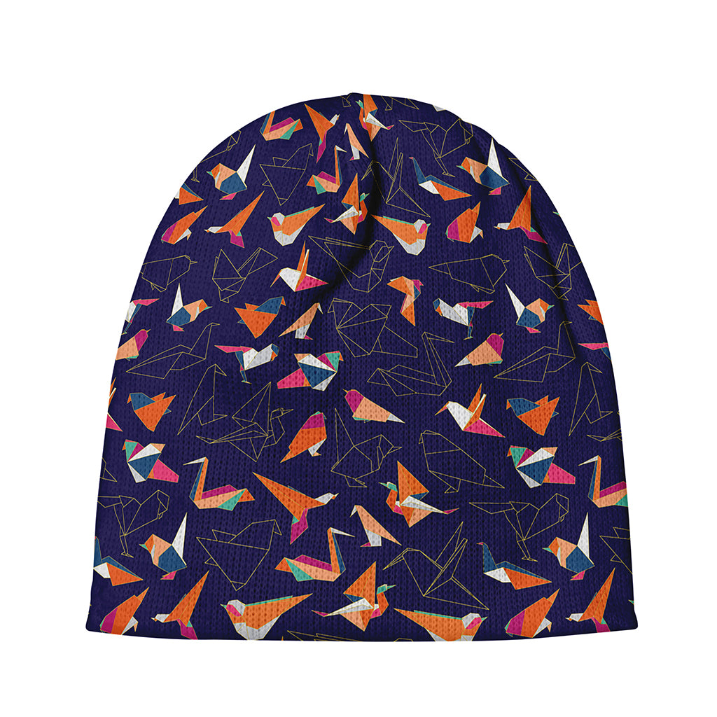 Colorful Origami Bird Pattern Print Beanie
