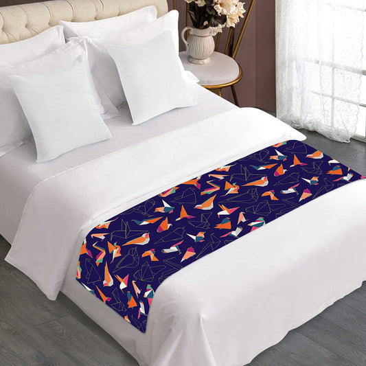 Colorful Origami Bird Pattern Print Bed Runner