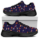 Colorful Origami Bird Pattern Print Black Chunky Shoes