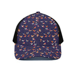 Colorful Origami Bird Pattern Print Black Mesh Trucker Cap
