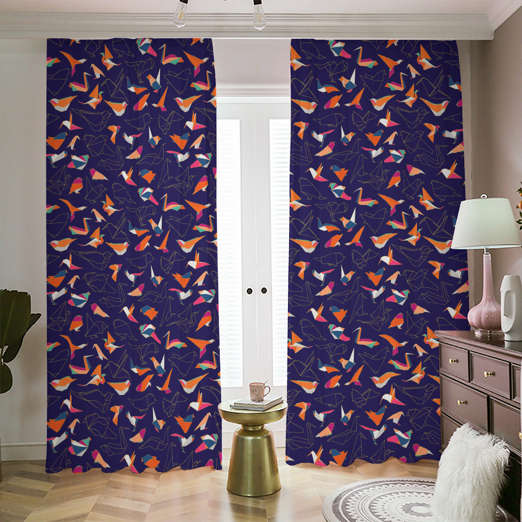 Colorful Origami Bird Pattern Print Blackout Pencil Pleat Curtains