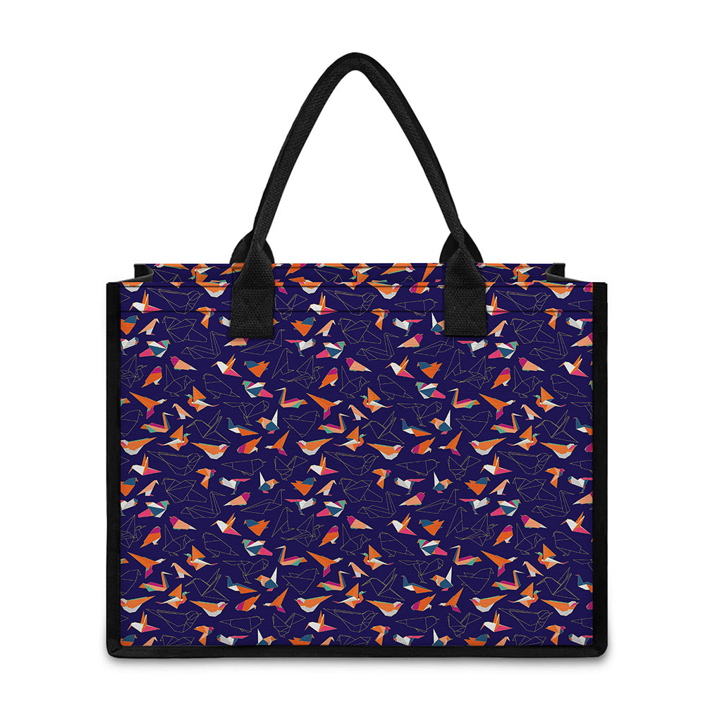 Colorful Origami Bird Pattern Print Canvas Tote Bag