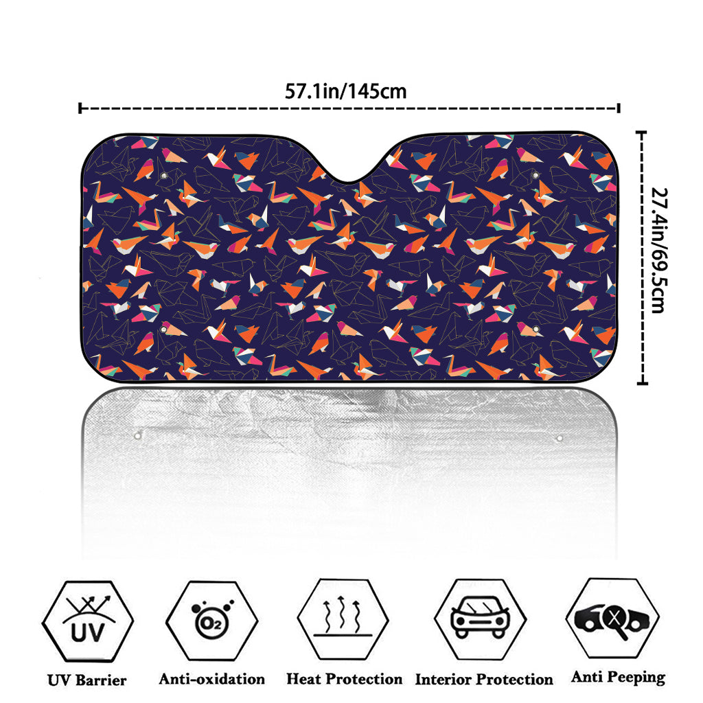 Colorful Origami Bird Pattern Print Car Windshield Sun Shade