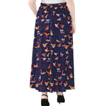 Colorful Origami Bird Pattern Print Chiffon Maxi Skirt
