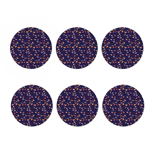 Colorful Origami Bird Pattern Print Coaster Set