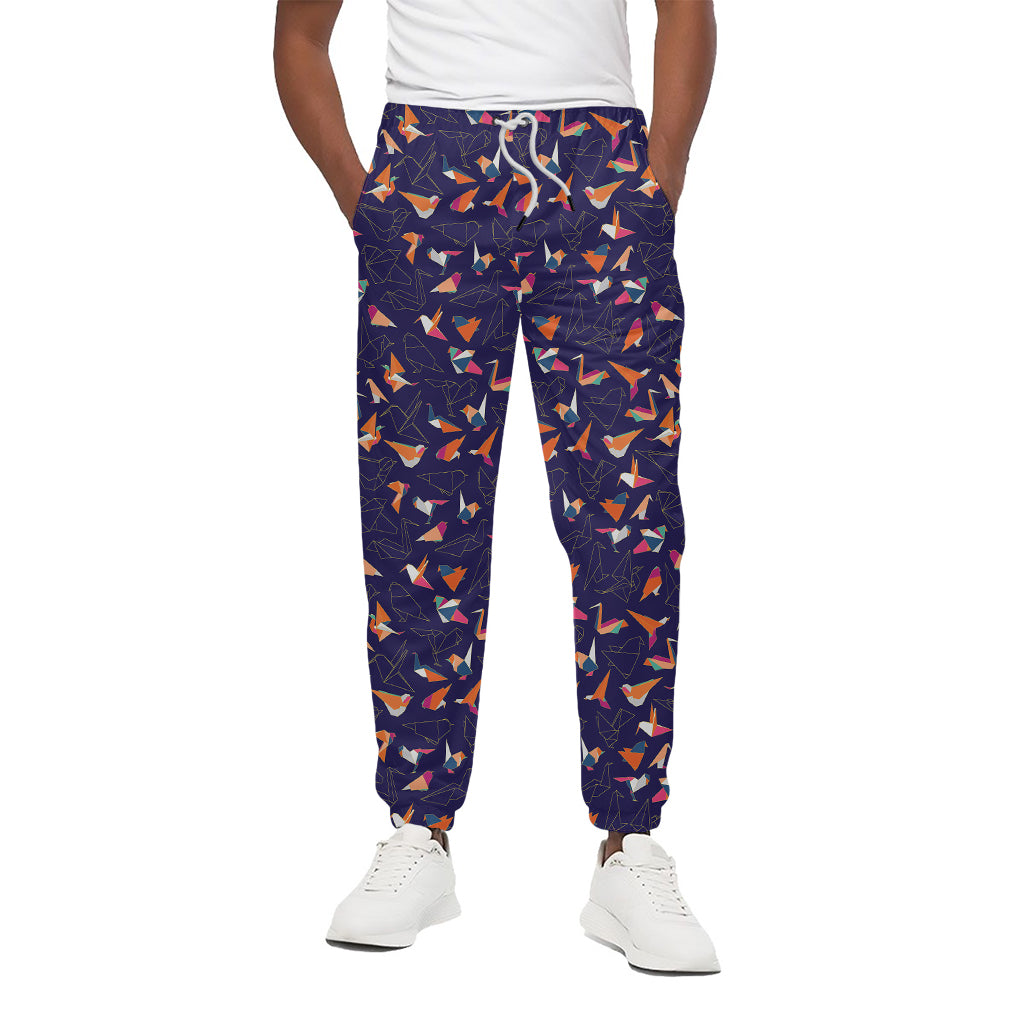 Colorful Origami Bird Pattern Print Cotton Pants