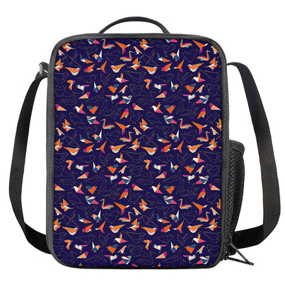 Colorful Origami Bird Pattern Print Crossbody Lunch Bag