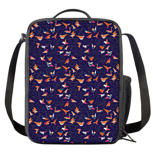 Colorful Origami Bird Pattern Print Crossbody Lunch Bag