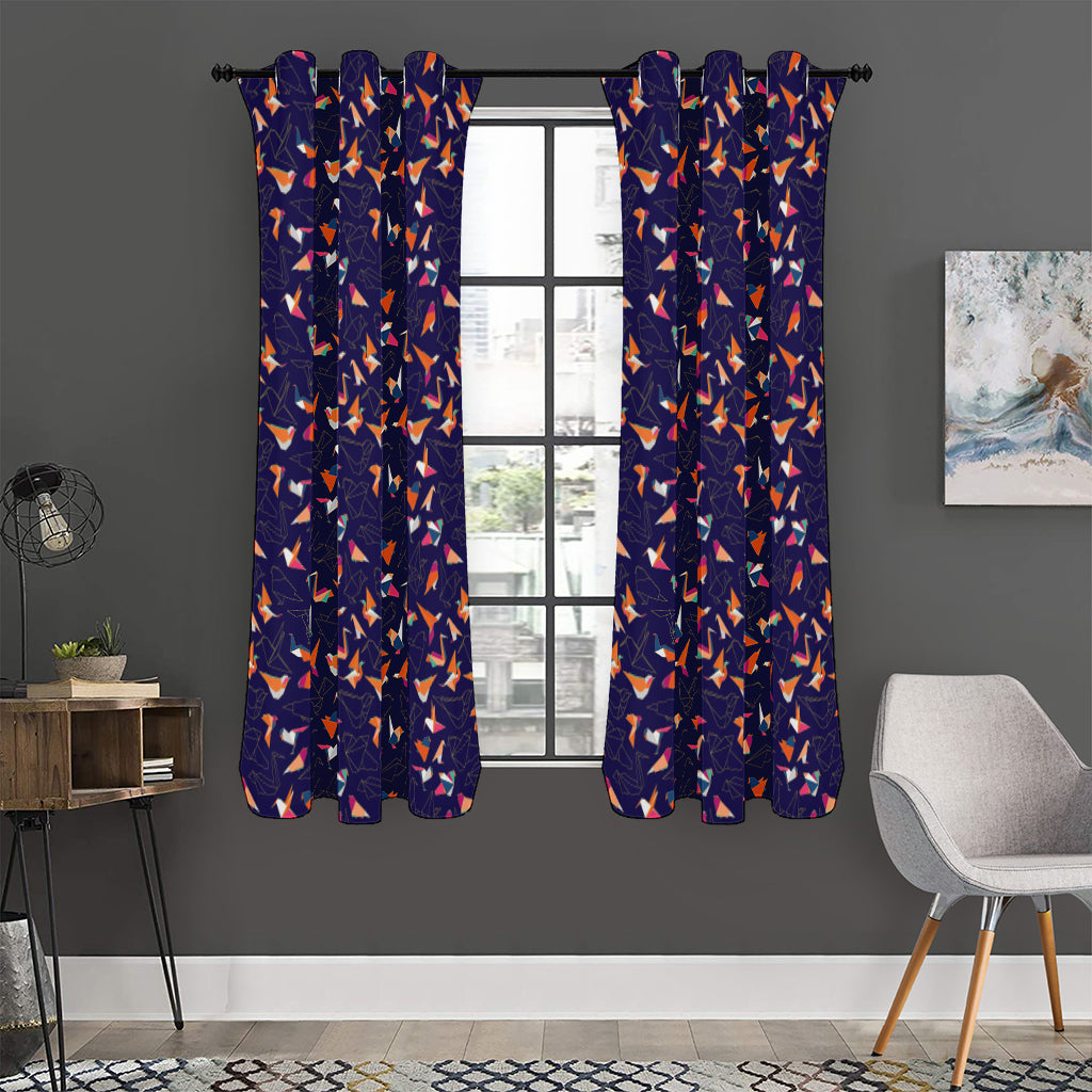 Colorful Origami Bird Pattern Print Curtain