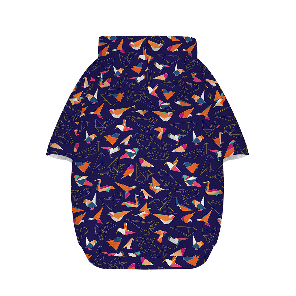 Colorful Origami Bird Pattern Print Dog Zip Up Hoodie