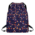 Colorful Origami Bird Pattern Print Drawstring Backpack
