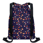 Colorful Origami Bird Pattern Print Drawstring Backpack