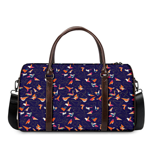 Colorful Origami Bird Pattern Print Duffle Bag