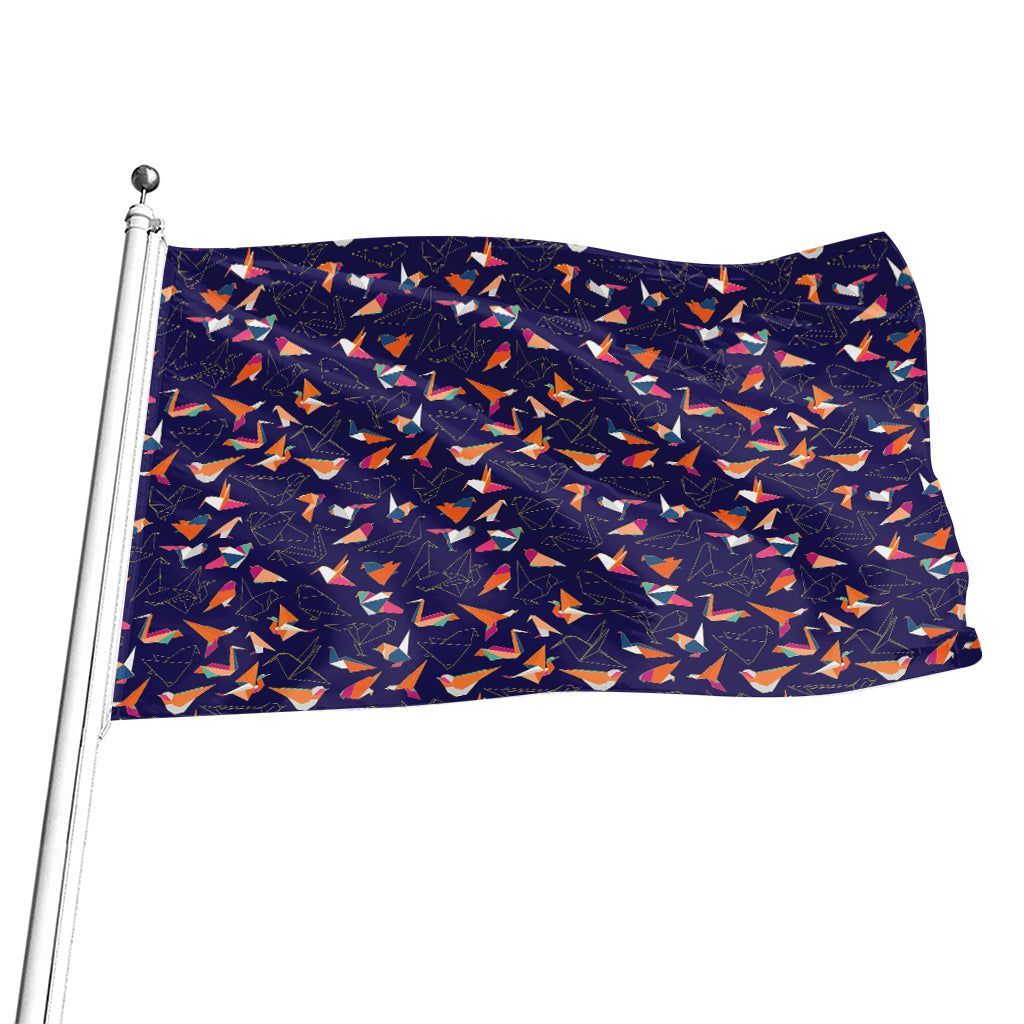 Colorful Origami Bird Pattern Print Flag