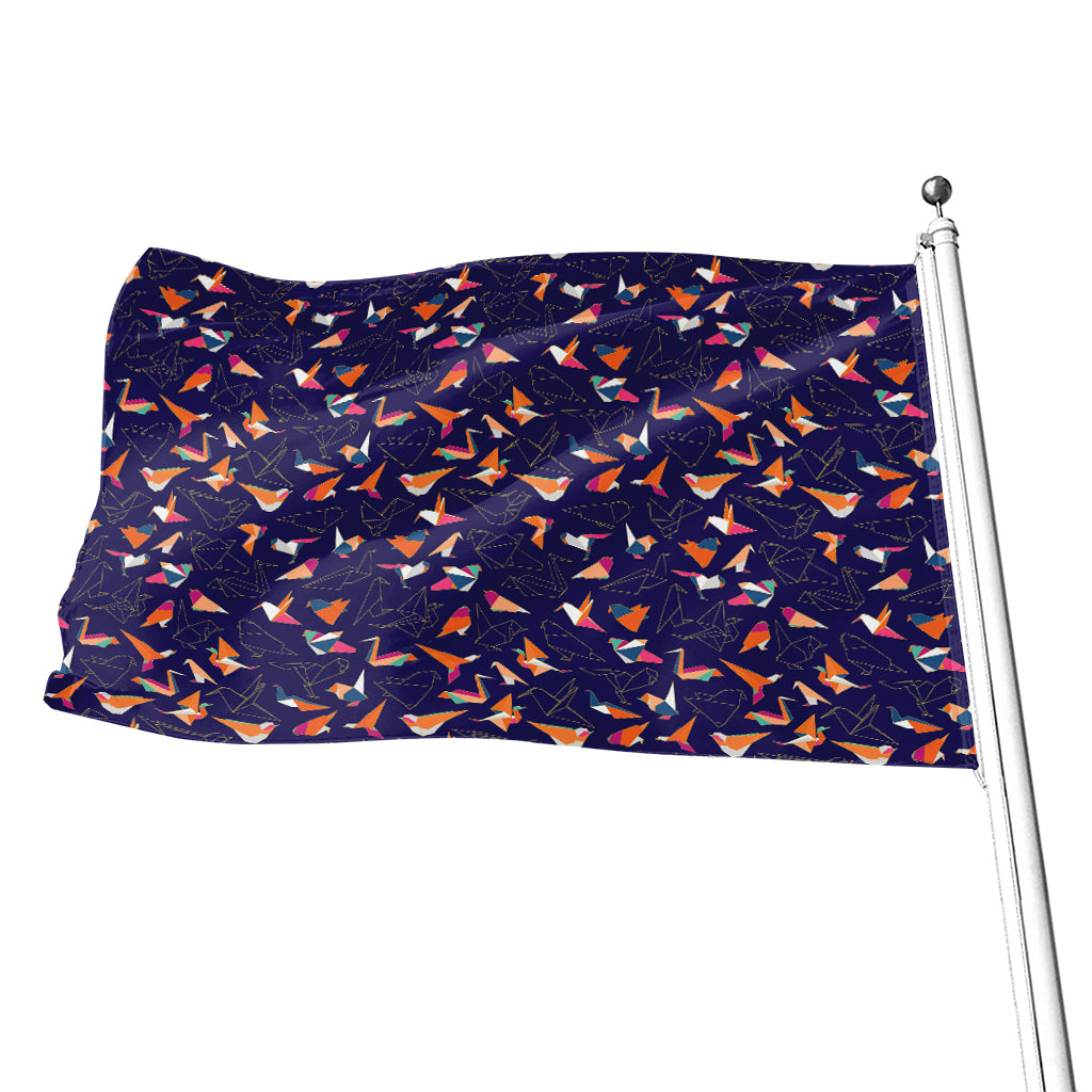 Colorful Origami Bird Pattern Print Flag