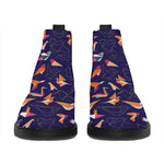 Colorful Origami Bird Pattern Print Flat Ankle Boots
