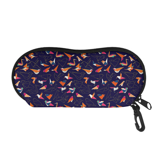 Colorful Origami Bird Pattern Print Glasses Case