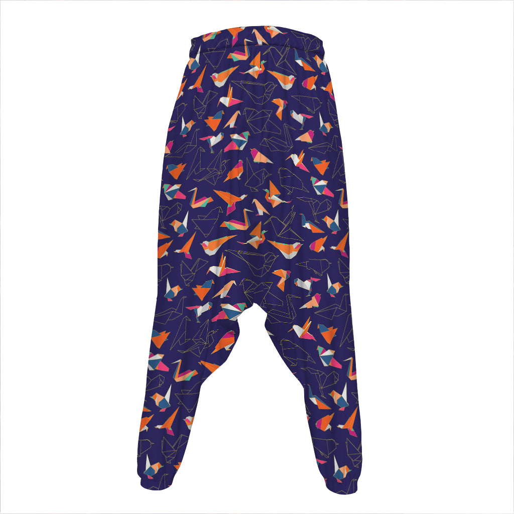 Colorful Origami Bird Pattern Print Hammer Pants