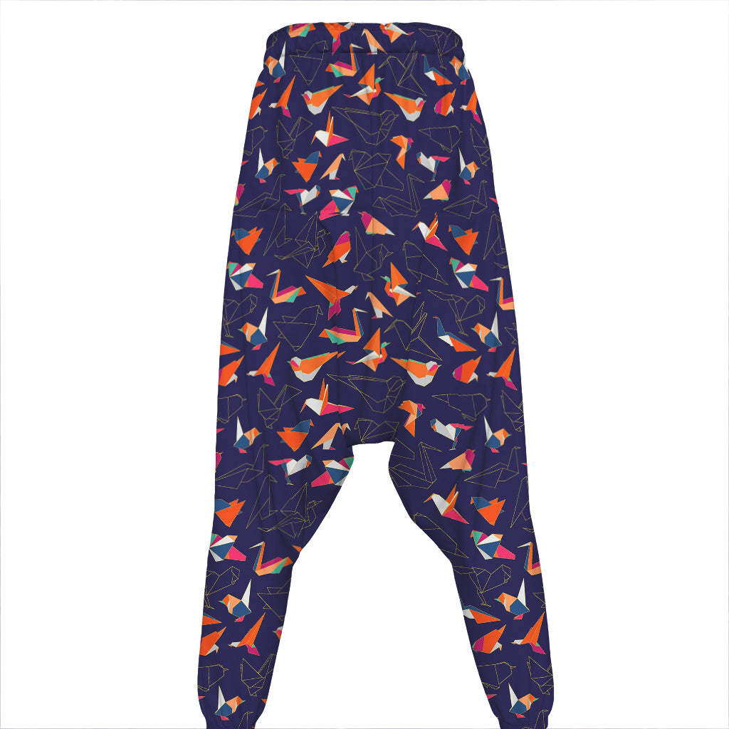 Colorful Origami Bird Pattern Print Hammer Pants