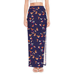 Colorful Origami Bird Pattern Print High Slit Maxi Skirt