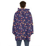Colorful Origami Bird Pattern Print Hoodie Blanket