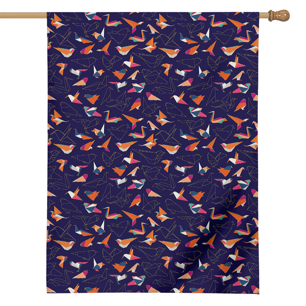 Colorful Origami Bird Pattern Print House Flag