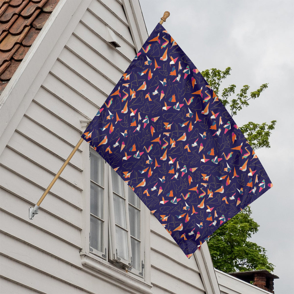 Colorful Origami Bird Pattern Print House Flag