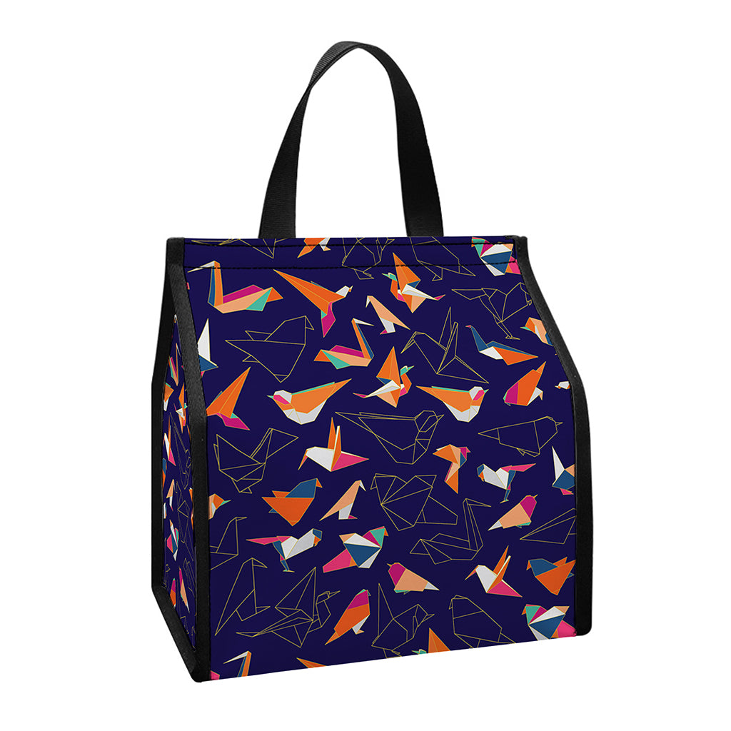 Colorful Origami Bird Pattern Print Insulated Lunch Tote