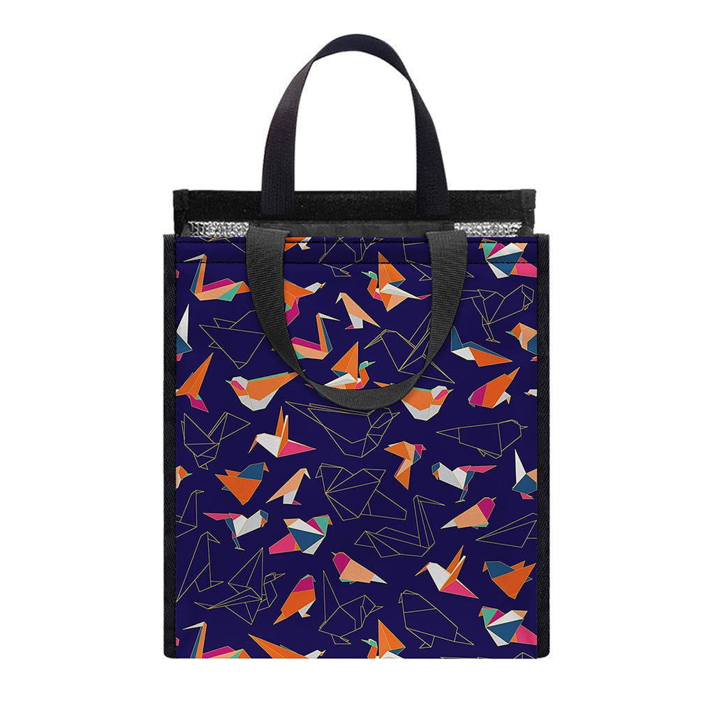Colorful Origami Bird Pattern Print Insulated Lunch Tote