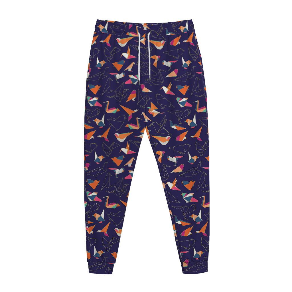 Colorful Origami Bird Pattern Print Jogger Pants