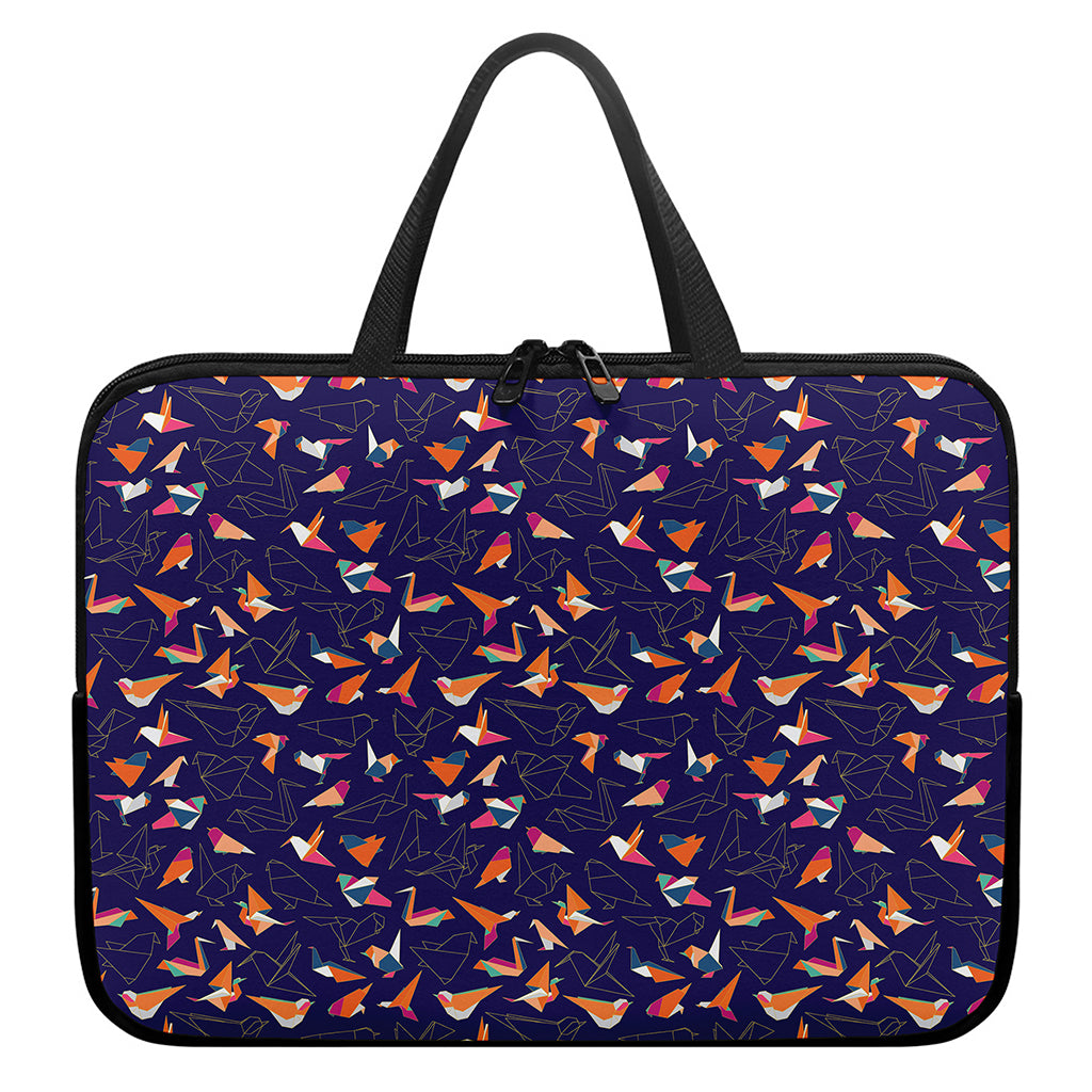 Colorful Origami Bird Pattern Print Laptop Sleeve With Handle