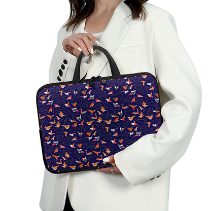 Colorful Origami Bird Pattern Print Laptop Sleeve With Handle