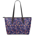 Colorful Origami Bird Pattern Print Leather Tote Bag With Zipper