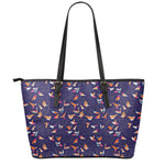 Colorful Origami Bird Pattern Print Leather Tote Bag