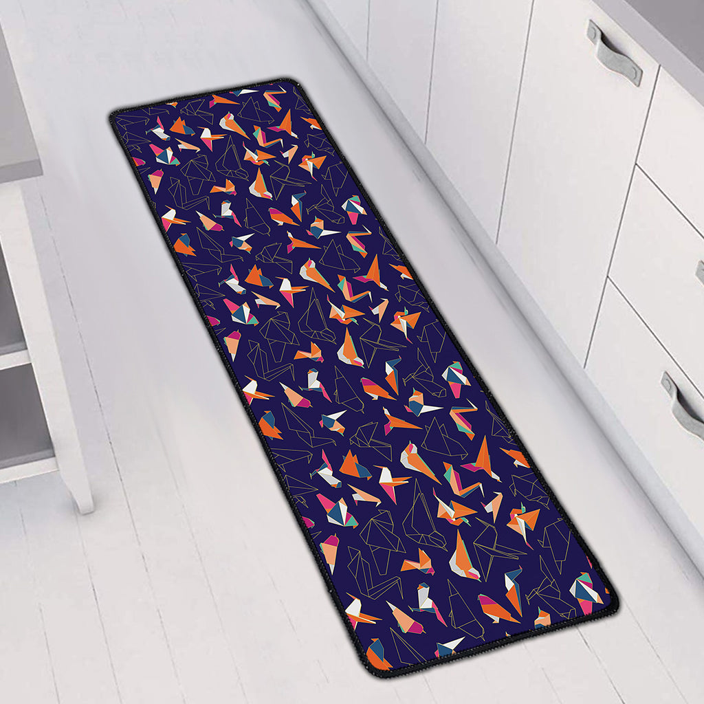 Colorful Origami Bird Pattern Print Long Kitchen Mat