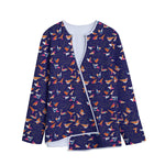 Colorful Origami Bird Pattern Print Long Sleeve Short Coat