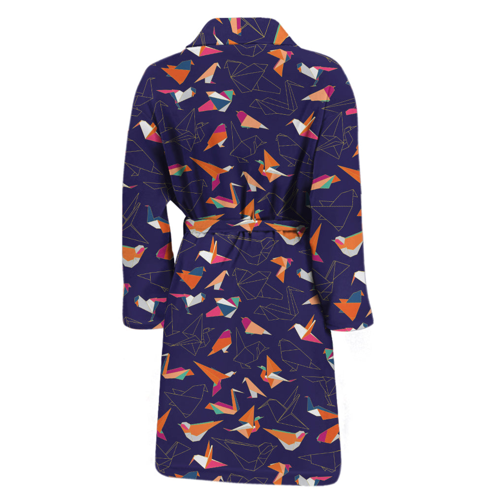 Colorful Origami Bird Pattern Print Men's Bathrobe