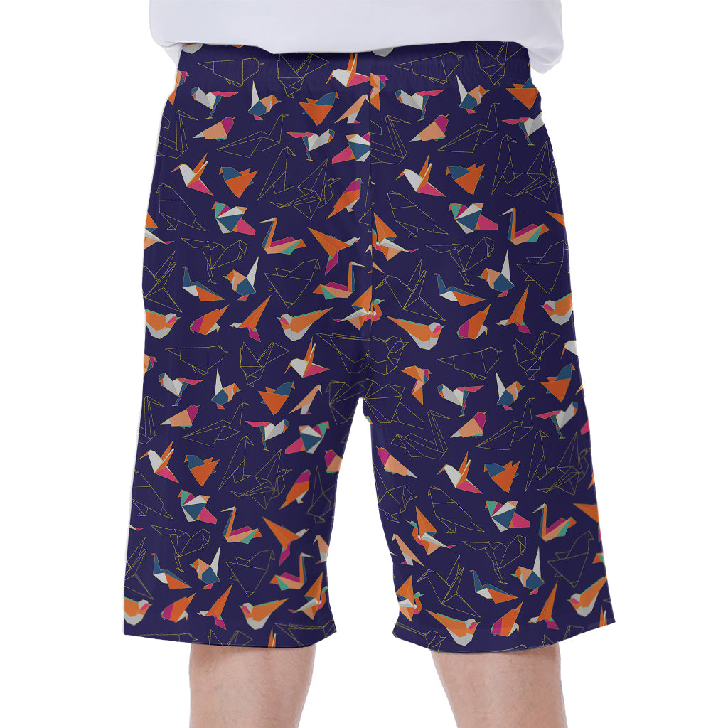 Colorful Origami Bird Pattern Print Men's Beach Shorts