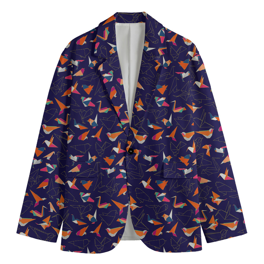 Colorful Origami Bird Pattern Print Men's Blazer