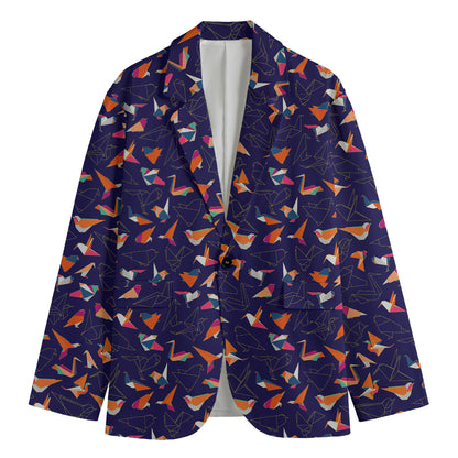Colorful Origami Bird Pattern Print Men's Blazer