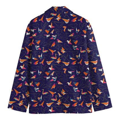 Colorful Origami Bird Pattern Print Men's Blazer