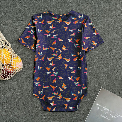 Colorful Origami Bird Pattern Print Men's Bodysuit