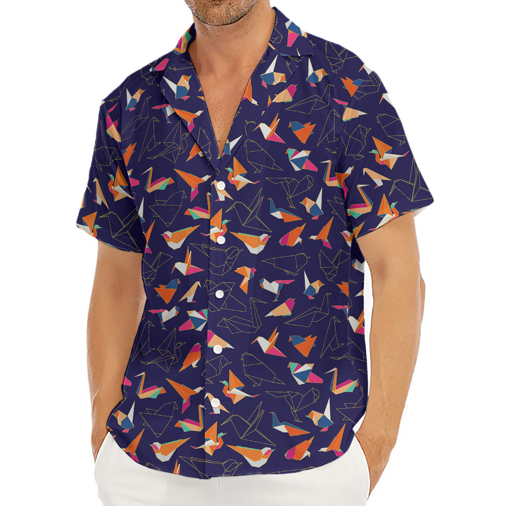 Colorful Origami Bird Pattern Print Men's Deep V-Neck Shirt
