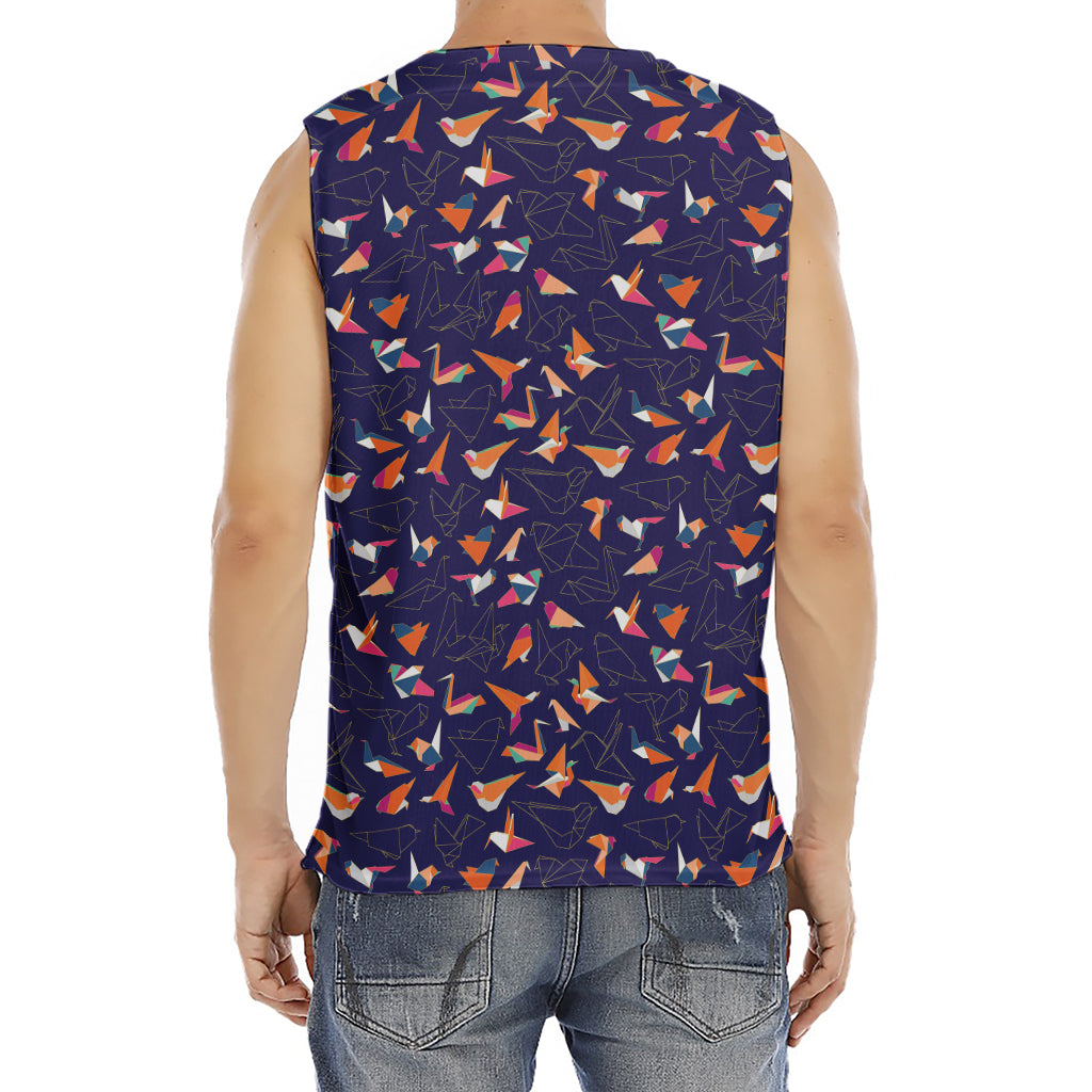 Colorful Origami Bird Pattern Print Men's Fitness Tank Top