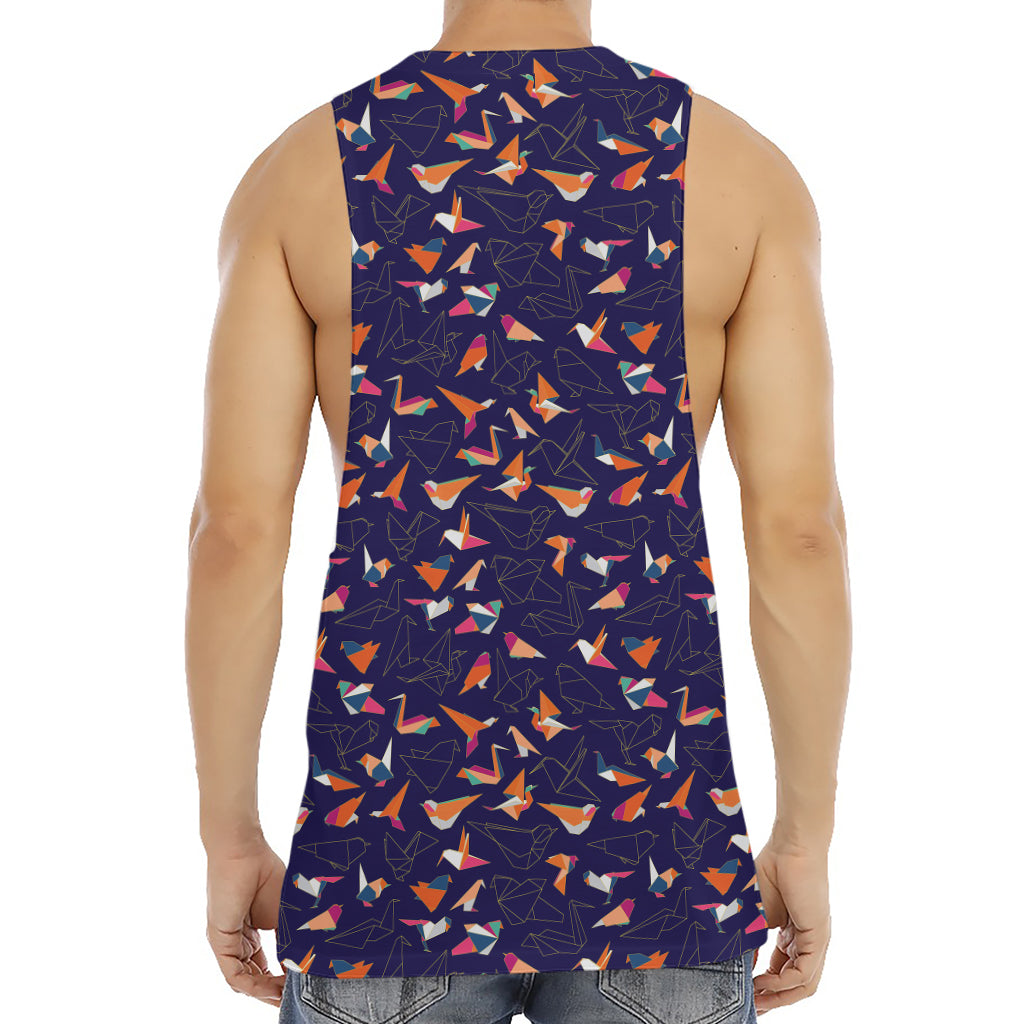 Colorful Origami Bird Pattern Print Men's Muscle Tank Top