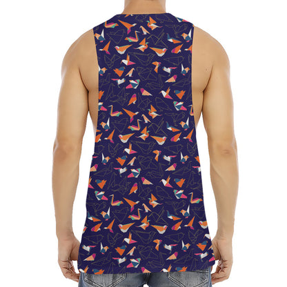 Colorful Origami Bird Pattern Print Men's Muscle Tank Top